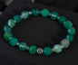 Striped Agate Green Faceted Beaded Elastic Bracelet