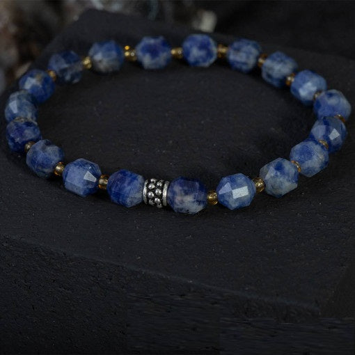 Lapis Lazuli Faceted Beaded Elastic Bracelet