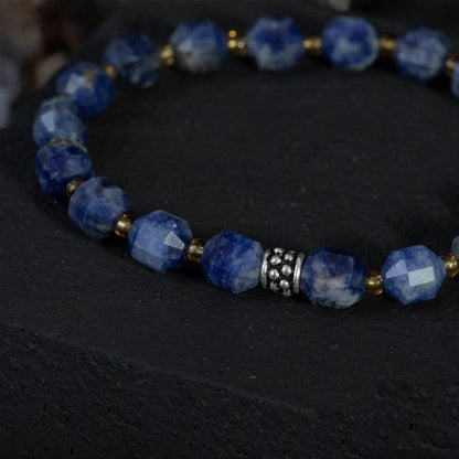 Lapis Lazuli Faceted Beaded Elastic Bracelet