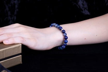 Lapis Lazuli Elastic Beaded Bracelet