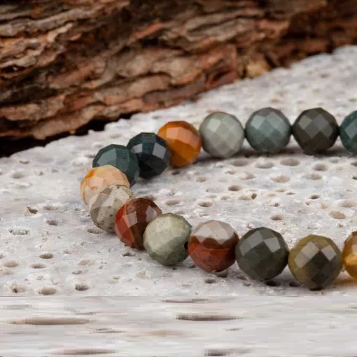 Multicolor Agate Faceted Cut Elastic Beaded Bracelet