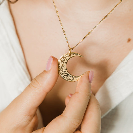 With Hardship Comes Ease Crescent Necklace