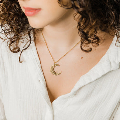 With Hardship Comes Ease  Crescent Necklace