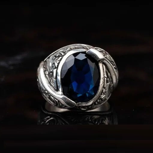 One of a Kind Blue Zircon Silver Ring No3