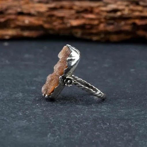 Raw Gemstone Silver Women Ring No1