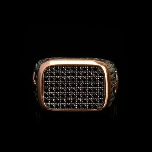 Black Zircon Covered Classic Rectangle Men Ring