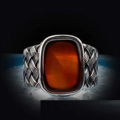 Rounded Rectangle Onyx Silver Ring