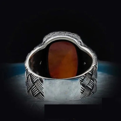 Rounded Rectangle Onyx Silver Ring