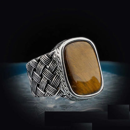 Rounded Rectangle Onyx Silver Ring