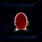 Red Yemeni Aqeeq Gold Plated Plain Band Women Ring