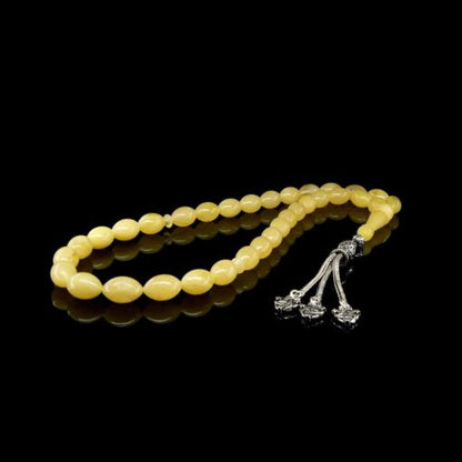 Yellow Amber Tasbih With 925 Sterling Silver Tassle-TG-1030