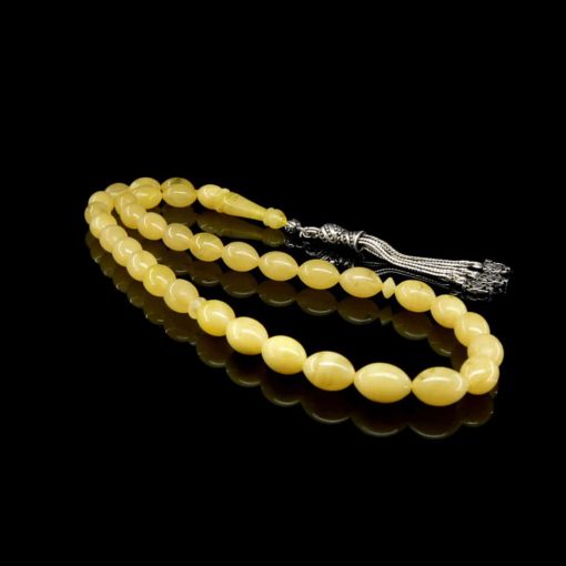 Yellow Amber Tasbih With 925 Sterling Silver Tassle-TG-1030