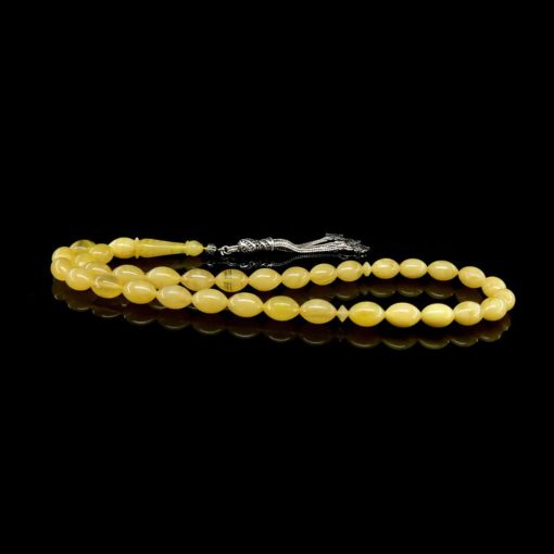 Yellow Amber Tasbih With 925 Sterling Silver Tassle-TG-1030