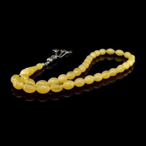 Yellow Amber Tasbih With 925 Sterling Silver Tassle-TG-1030