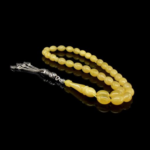 Yellow Amber Tasbih With 925 Sterling Silver Tassle-TG-1030