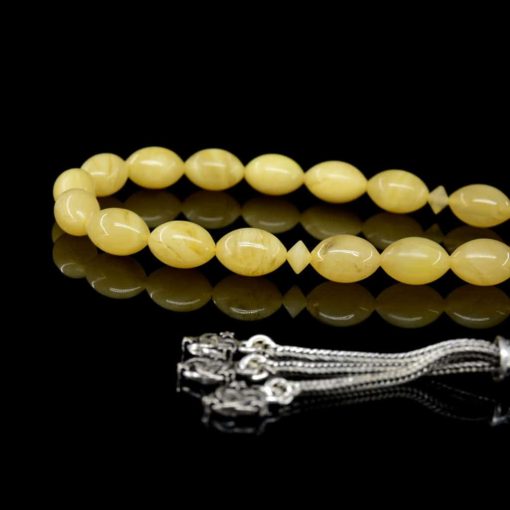 Yellow Amber Tasbih With 925 Sterling Silver Tassle-TG-1030