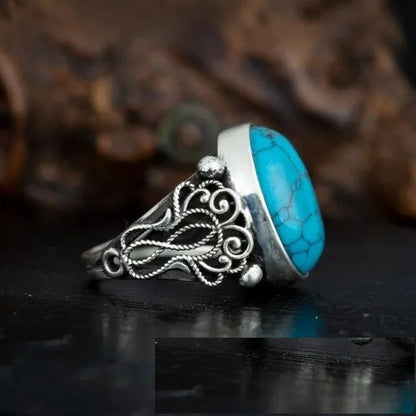 Turquoise Feroza Filigree Sides Women Ring