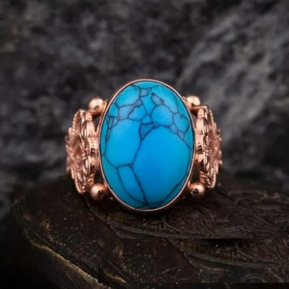 Turquoise Feroza Filigree Sides Women Ring