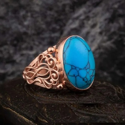 Turquoise Feroza Filigree Sides Women Ring