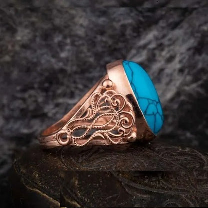 Turquoise Feroza Filigree Sides Women Ring