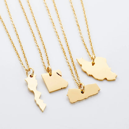 Country Map Necklace  Women