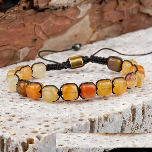 Yellow Agate Adjustable Beaded Bracelet