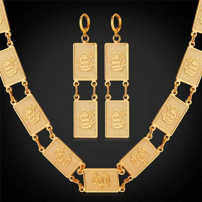 Allah Necklace Drop Earrings For Women GoldSilver Color Jewellery set IS1 IS2
