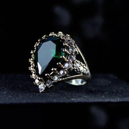 Hurrem Sultana Huyam Emerald Silver Ring