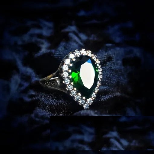 Hurrem Sultana Huyam Emerald Silver Ring