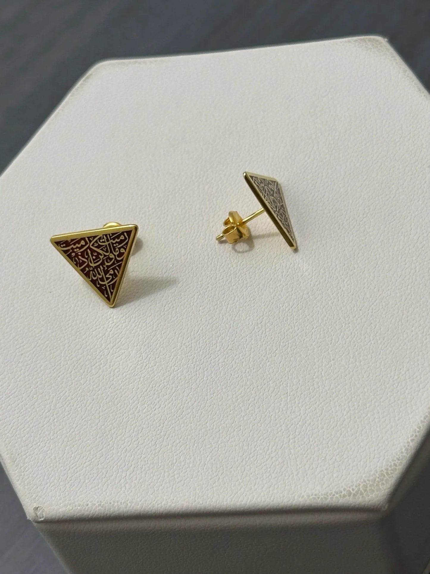 Triangle Necklce ,Triangle Stud Earrings in Sterling Silver , Palestine Jewelry, Gold Plated Sterling Silver ,Arabic Jewelry