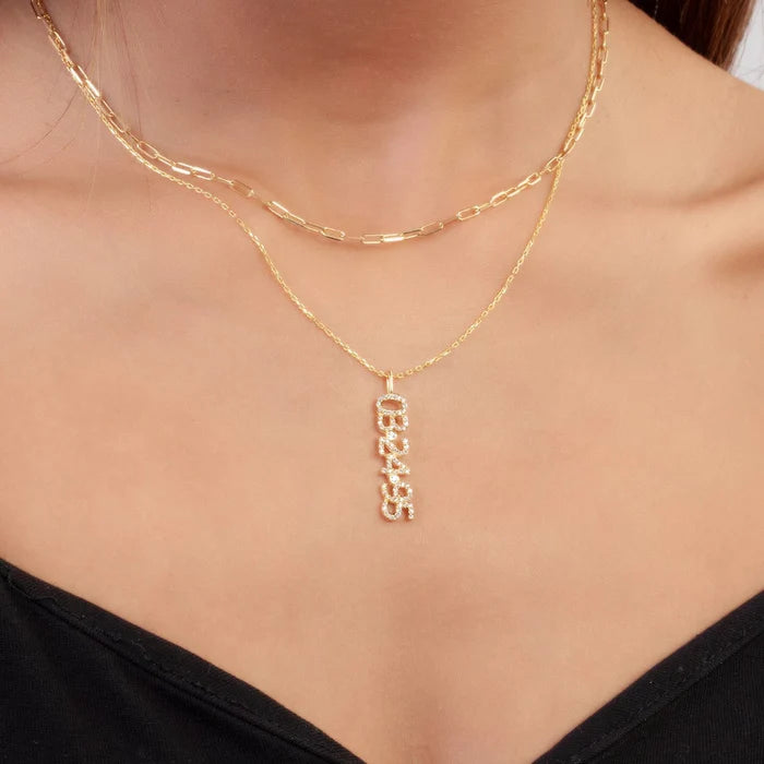 Diamond Date-NumberName Necklace