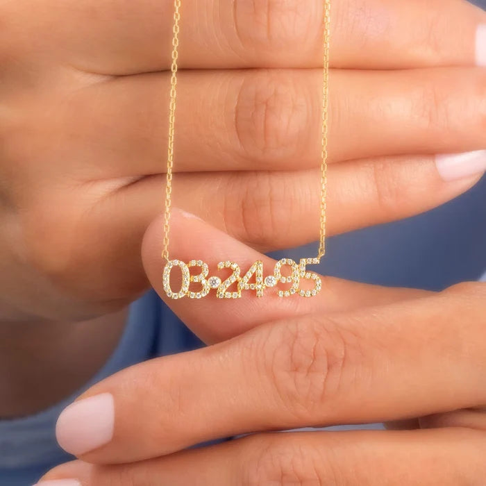 Diamond Date-NumberName Necklace