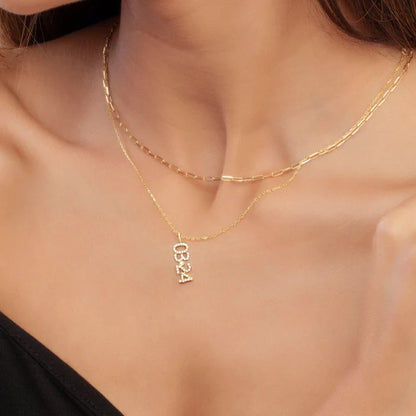 Diamond Date-NumberName Necklace