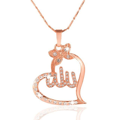 Allah Heart Shape Pendant Necklace for Women IS1 IS2