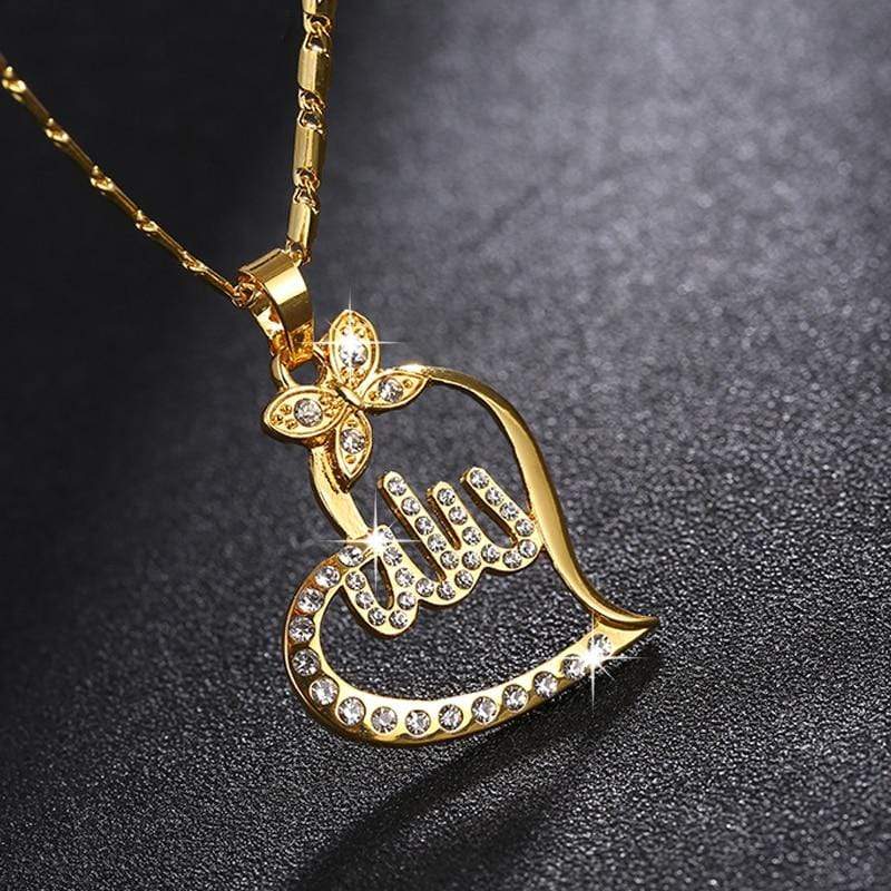 Allah Heart Shape Pendant Necklace for Women IS1 IS2