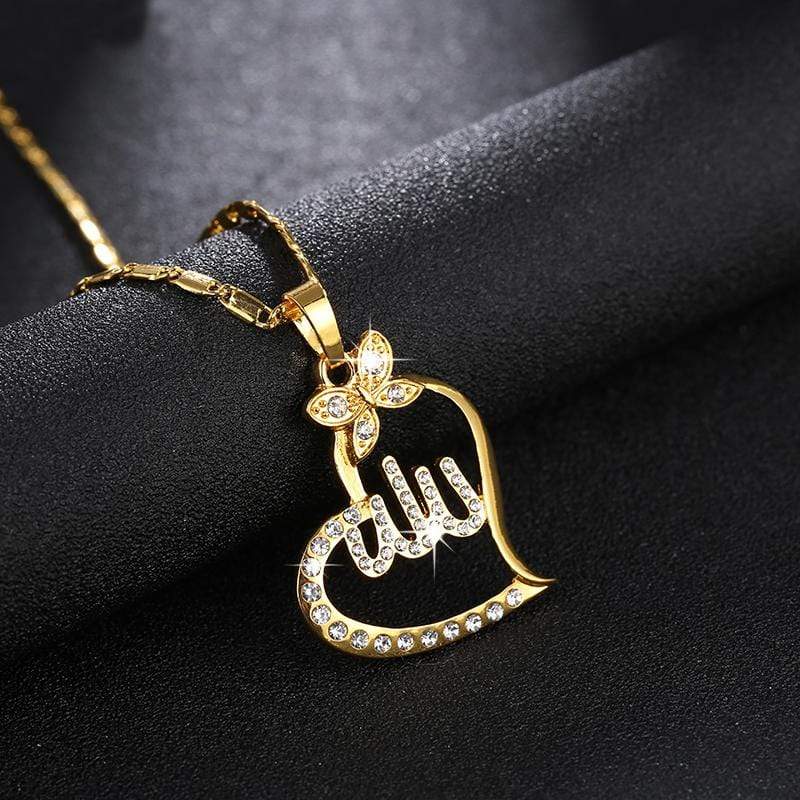 Allah Heart Shape Pendant Necklace for Women IS1 IS2