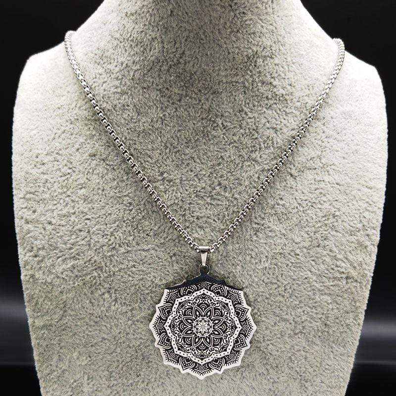 Lotus Wicca Stainless Steel Necklace for Men Silver Color NS2 IS1 IS2