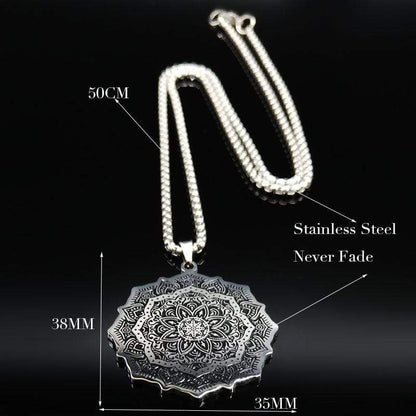 Lotus Wicca Stainless Steel Necklace for Men Silver Color NS2 IS1 IS2