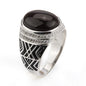 925 Sterling Silver with Dark Brown Agate Stone with Clear CZ Men Ring NS3 IS2 IS1 VAL1